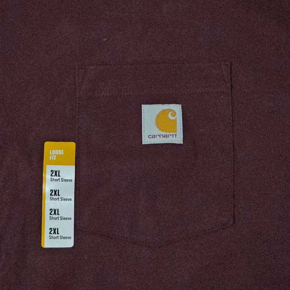 Carhartt K87 Mens Loose Fit Heavyweight Short Sleeve Pocket T-Shirt Port 2XL NWT - Picture 3 of 4